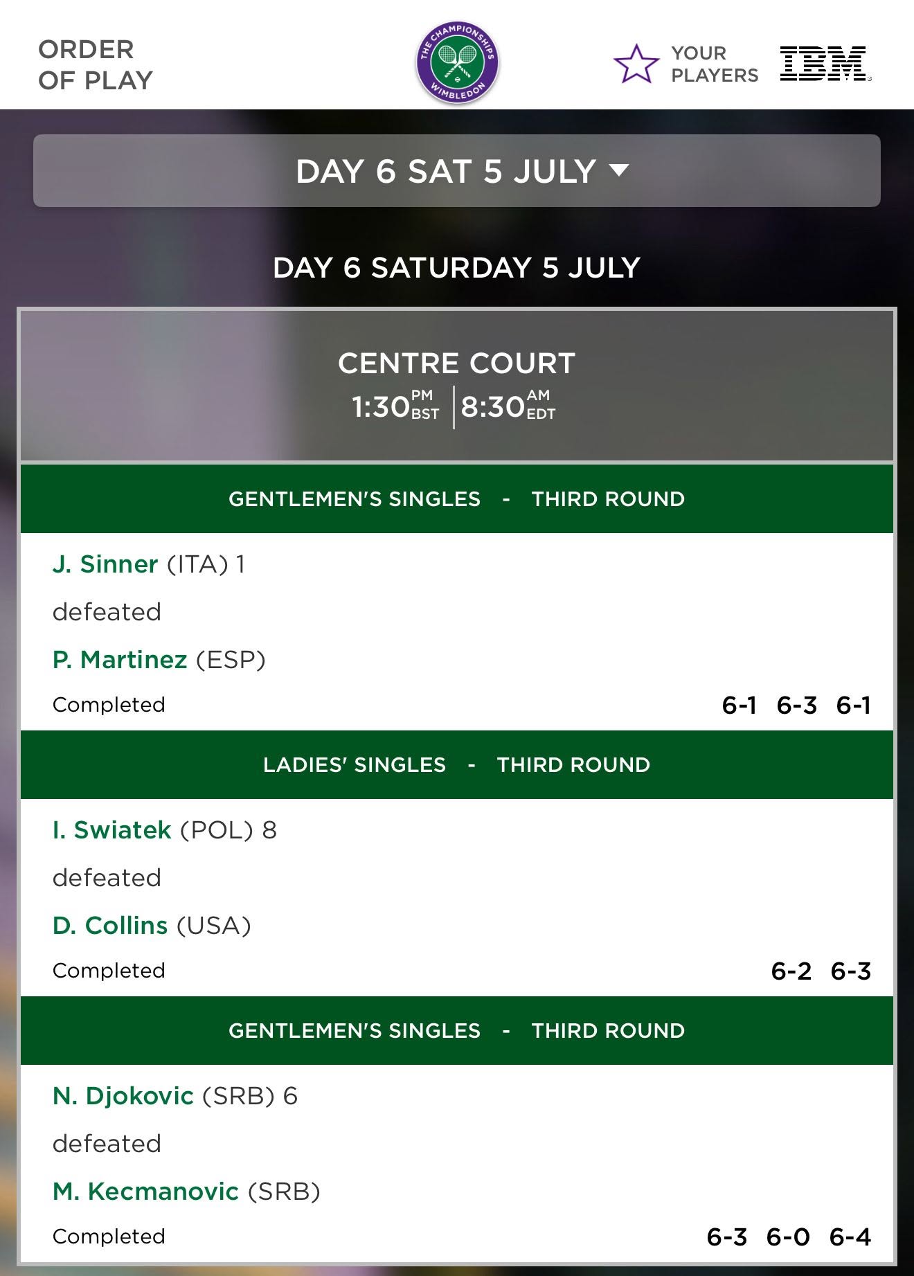 Saturday Lineup